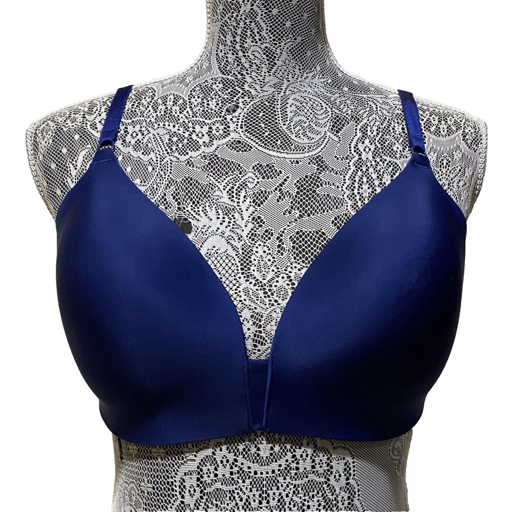 Victoria's Secret Bra Blue Satin No Wire Comfort Support Everyday Lingerie Top